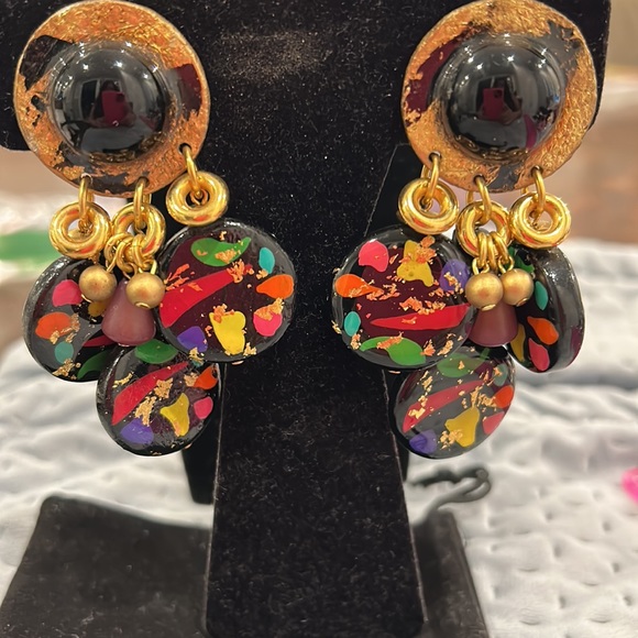Vintage Lightweight Ikarami Handmade Designer Earrings-Boutique - Picture 3 of 7